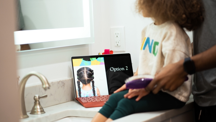 A Microsoft Surface Tablet Showing a Haircare Tutorial