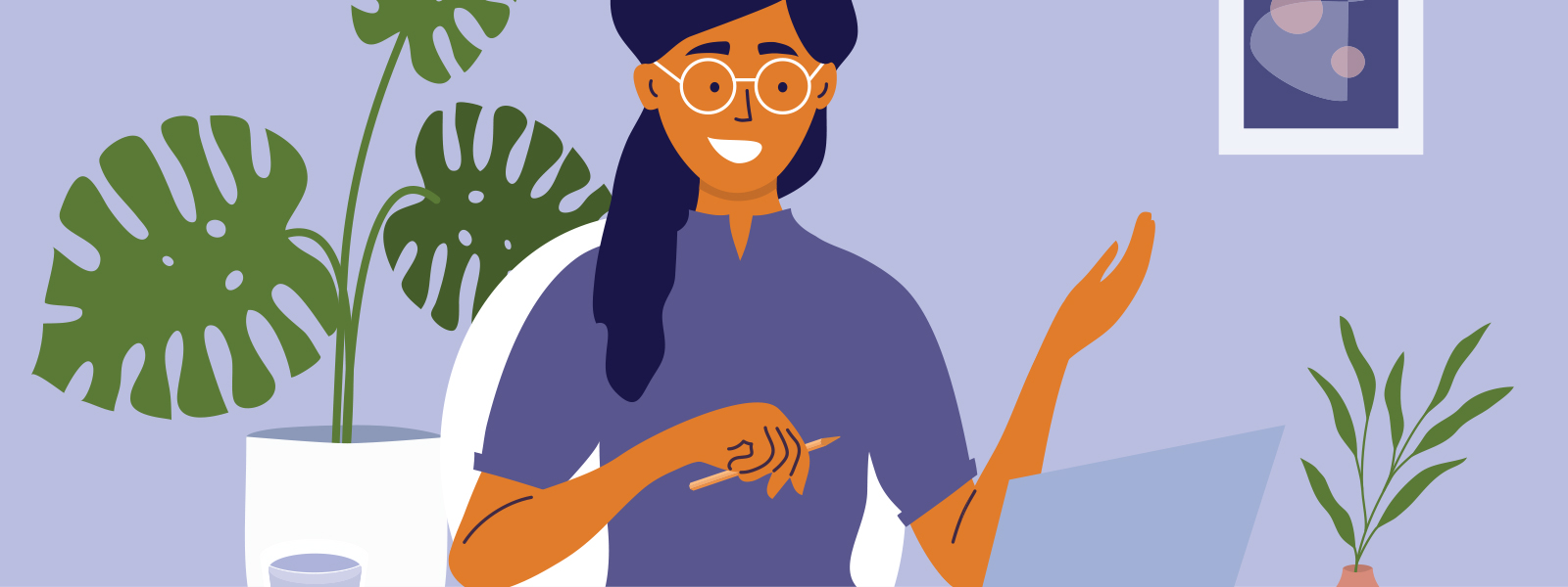 Animated image of a person having a virtual job interview