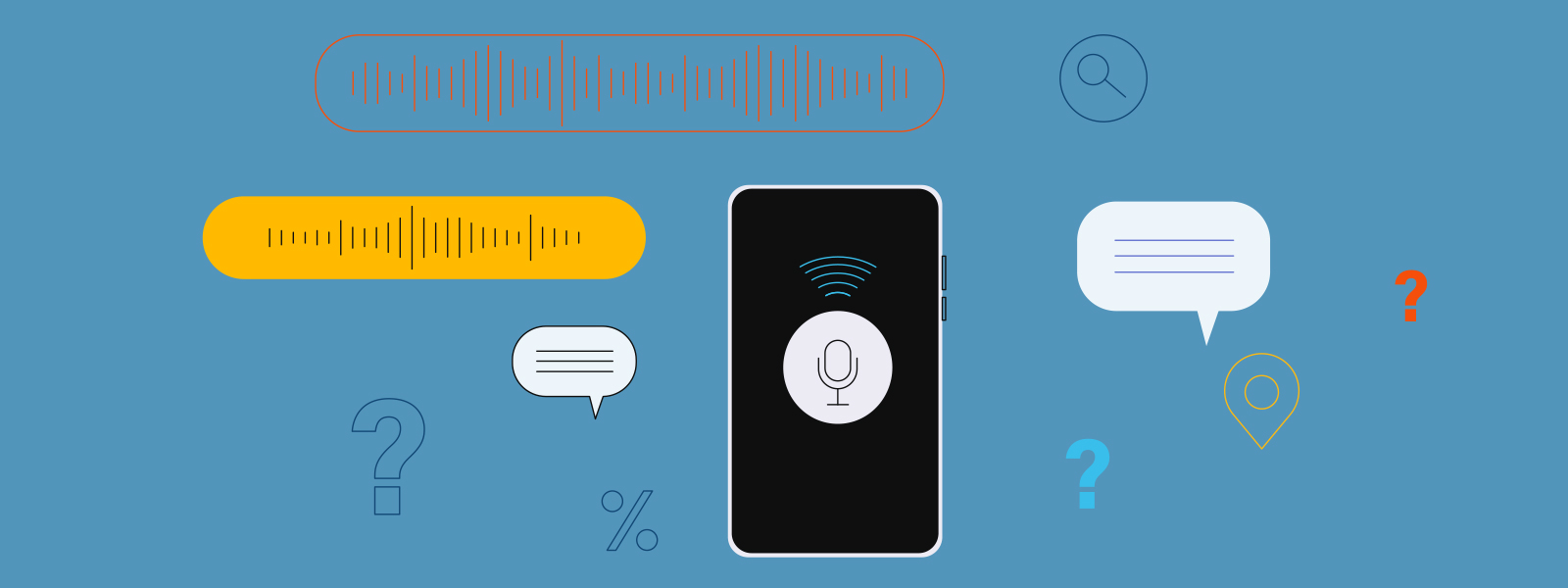 A graphic depicting a phone recording voice notes.