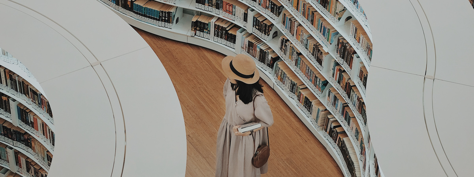A woman at a bookstore