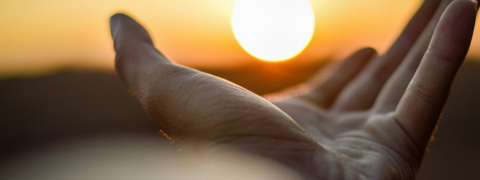 A hand reaching out to the sun