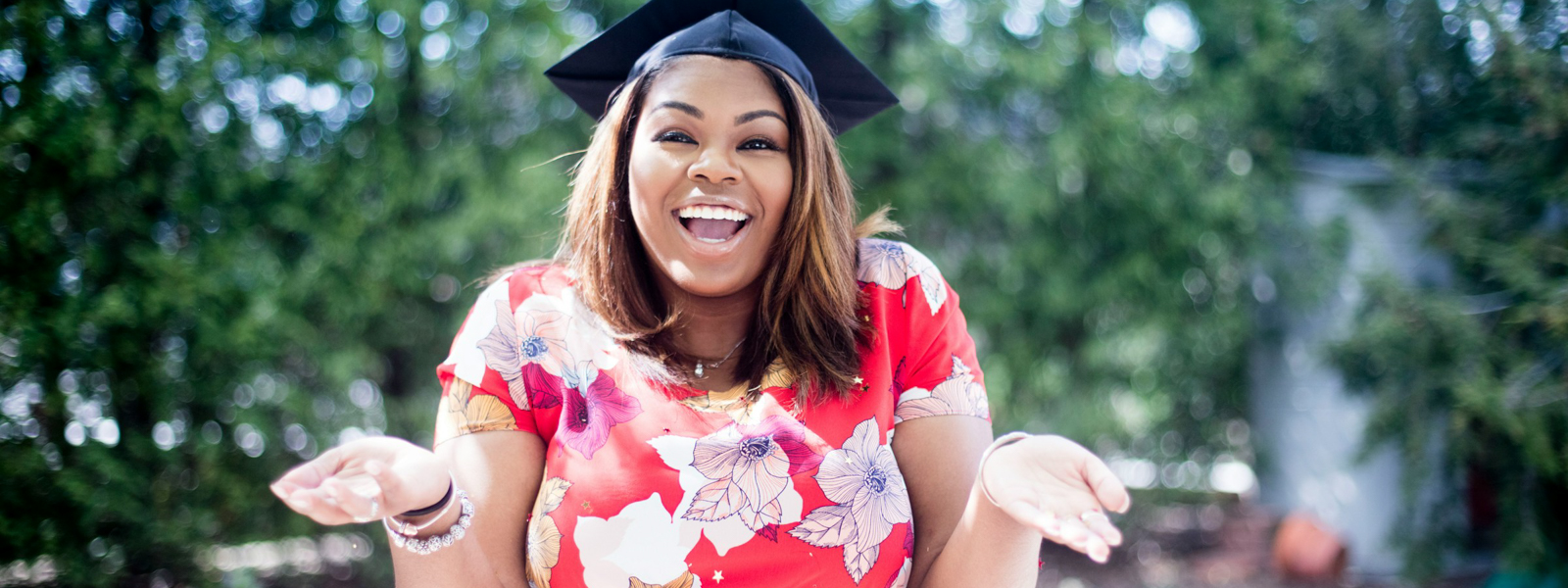 Woman with graduation cap