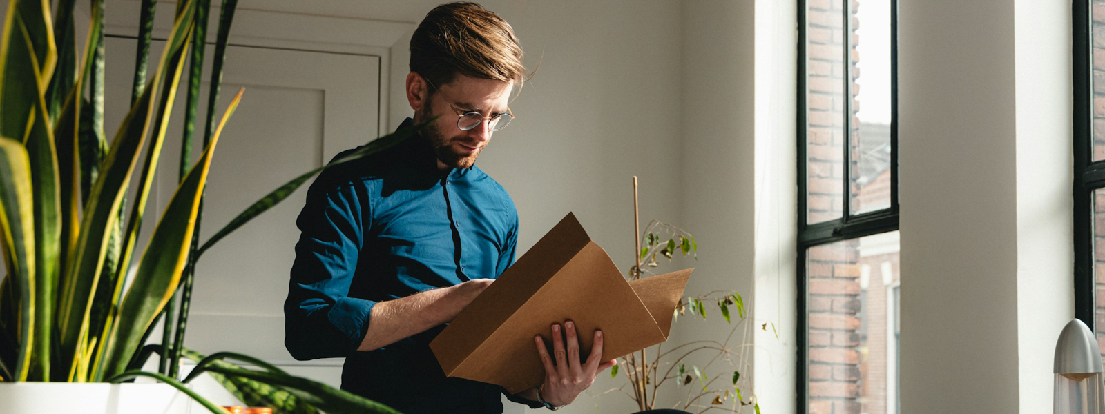 Busy man with accounting file
